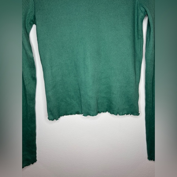 NWT SM American Eagle Green Ribbed Long Sleeve Turtle Neck Shirt - Picture 5 of 10